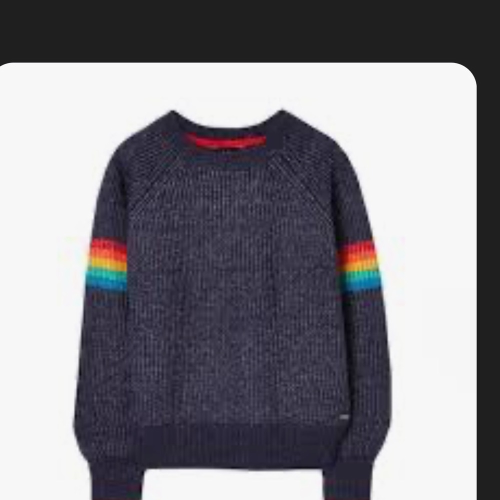 Joules Anna balloon sleeve Dark Blue Sweater with Stripes on the sleeves